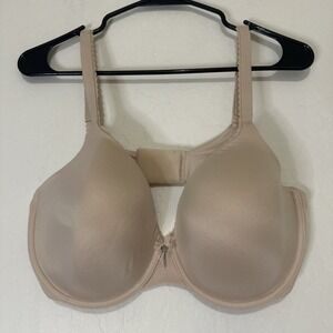 Victoria Secret Lined Perfect Coverage Bra 38DD Tan Satin Underwire Convertible